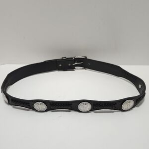 Men Leather Walking Liberty Coin Replica Conchos Western Embossed Belt Size 38